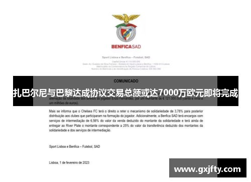 扎巴尔尼与巴黎达成协议交易总额或达7000万欧元即将完成